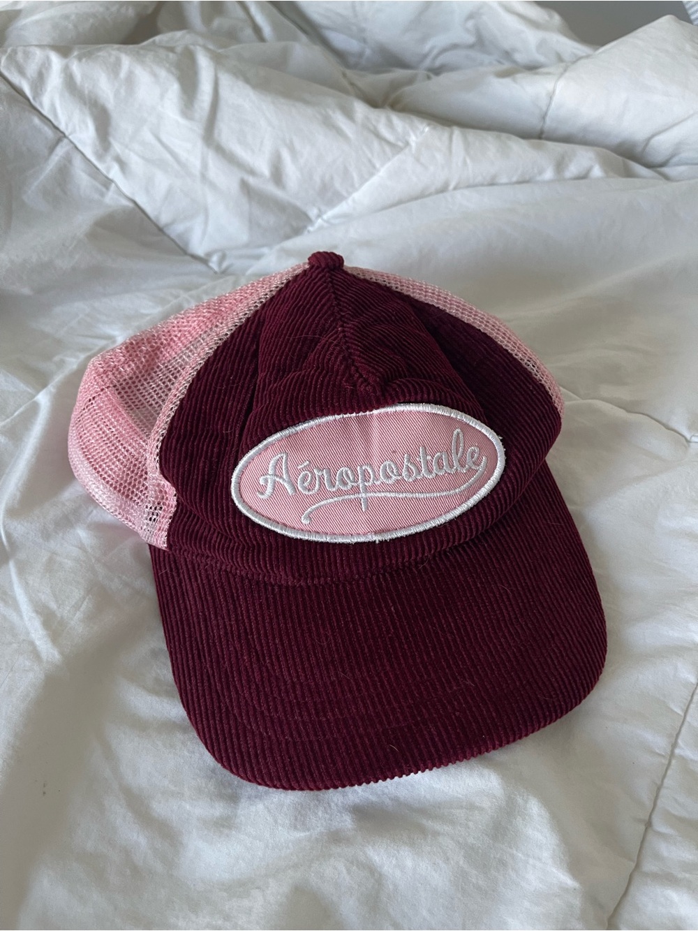 Aeropostale Pink Corduroy & Light Pink Mesh Trucker Hat